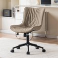 thumbnail image 2 of Home Office Desk Chair with Comfy Back Ergonomic Modern Faux Leather Swivel Rolling Task Computer Chair with Wheels Armless Adjustable Vanity Chair for Study Sewing Drafting, 2 of 5