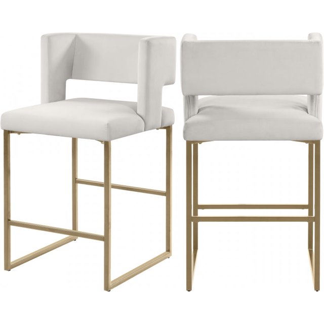 Tabouret de comptoir en velours Caleb