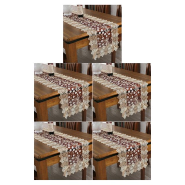 Youkk Chemin de Table de Mariage Vintage Confortable avec Pompons pour Raccord de Salle à Manger Rouge Vin 40*120cm 5Ensemble