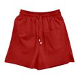 thumbnail image 4 of CEHVOM Womens Drawstring Cotton And Linen Elastic Waist Pocket Solid Shorts Pants, 4 of 4