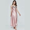 thumbnail image 3 of FortuneWomen Robe de Nuit à Bretelles à Col en V Chemise de Nuit Tenue de Sommeil Sans Manches Longue Robe, 3 of 6