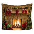 thumbnail image 4 of Xmas Fireplace Backdrop Christmas Tree Photography Background Party tree fireplace Banner Home Decoration, 95x73cm, 4 of 8