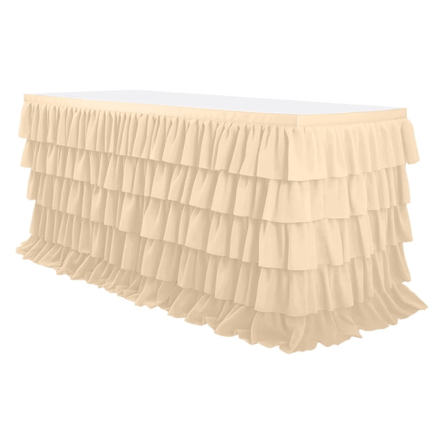 Uscallm Pleated Tablecloth 5-Layer Party Table Cover For Rectangular Round Square Tables Elegant Dining Decor Wedding Reception Banquet Tablecloth