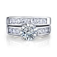 thumbnail image 2 of Ensemble Nuptial pour Femme en Argent Sterling 2 Ct Bague de Fiançailles et de Mariage Ronde en Zircon Cubique Taille Princesse, 2 of 6