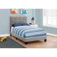thumbnail image 3 of Monarch Specialties Bed, Twin Size, Platform, Teen, Frame, Upholstered, Linen Look, Wood Legs, Grey, Transitional, 3 of 3