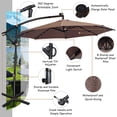 thumbnail image 4 of Costway 10FT Patio Offset Umbrella Solar LED 360degrees Rotation Brown, 4 of 10