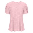 thumbnail image 3 of Liquidation! Hauts Grande Taille pour Femmes, Blouse à Manches Courtes d'Été pour Femmes, Mode Décontractée à Manches Courtes Unie Col en V Blouse, 3 of 4