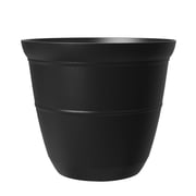Mainstays Basic Bell Planter 12 inch Black, Classic Design with Attached Tray Durable Weather Resistant Matte Finish
