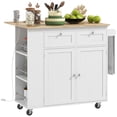 thumbnail image 1 of HOMCOM Rolling Kitchen Island with Drop Leaf, Portable Kitchen Island White, 1 of 10