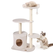 Gymax 43'' Cat Tree for Indoor Cats w/Condo Comfy Plush Perches Sisal Scratching Posts Beige