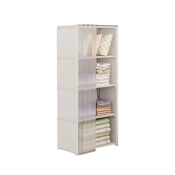 4-Tier Tall Storage Cabinet with Shelves, Xinsrenus Heavy Duty Closet Organizer Bookshelf, Space-Saving Multipurpose Storage Unit for Bedroom Living Room Balcony with Dustproof Curtain