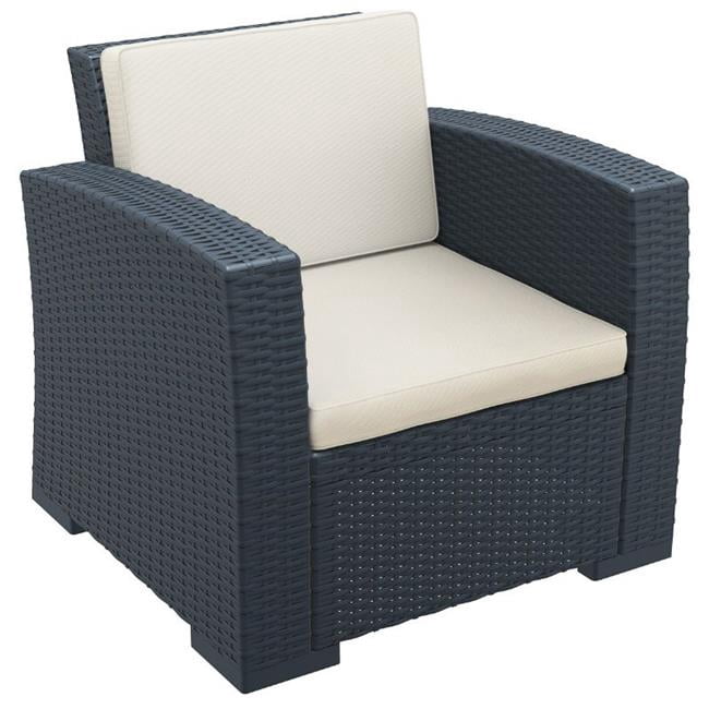 Siesta ISP831-DG Fauteuil Club de Patio en Résine Monaco avec Coussin Gris Foncé