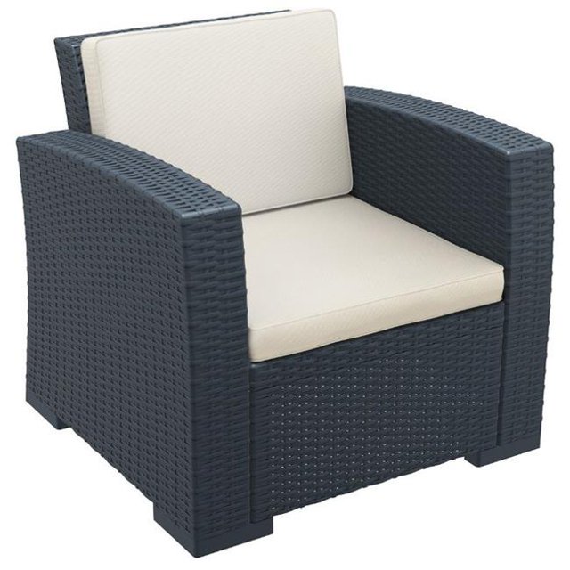 Siesta ISP831-DG Fauteuil Club de Patio en Résine Monaco avec Coussin Gris Foncé