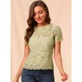 thumbnail image 3 of INSPIRE CHIC Haut en Dentelle Florale Semi-Transparente à Bord Festonné pour Femme, 3 of 6