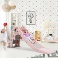 thumbnail image 3 of Patiojoy 3-in-1 Kids Dolphin Slide Baby Play Climber Slide Set with Basketball Hoop Pink, 3 of 7