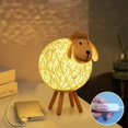 thumbnail image 1 of LED Night Light, Sheep Rattan Bedside Lamp, Children's Night Light Projector, LED Night Lamp for Bedroom, Baby Room, Living Room, Gift, 110cm USB/Push Switch, 1 of 5