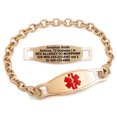 thumbnail image 1 of MedicEngraved Rose Gold Stainless Steel Custom Medical Alert Bracelet - 5mm Oval Link, 1 of 7