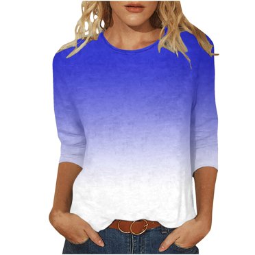 Hauts à Manches 3/4 pour Femmes Mode pour Femmes T-Shirt Ample Imprimé Blouse à Manches 3/4 Col Rond Hauts Décontractés T-Shirts en Coton Femmes T-Shirts pour Femmes Mode T-Shirts à Manches 3/4 pour Femmes