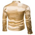 thumbnail image 2 of Men Satin Ruffle Shirts Long Sleeve Stand Collar Slim Fit Dress Shirt, 2 of 6