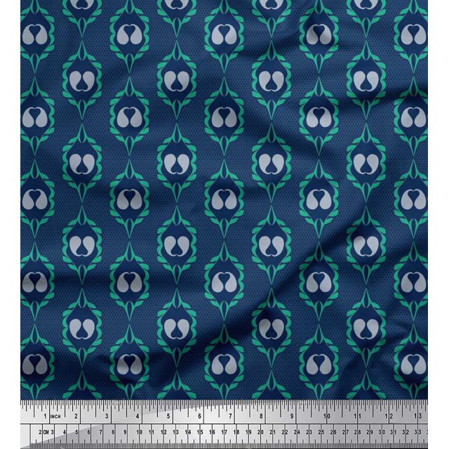 Soimoi Poly Georgette Fabric Check,Paisley & Ogee Damask Printed Craft Fabric by the Yard 52 Inch Wide