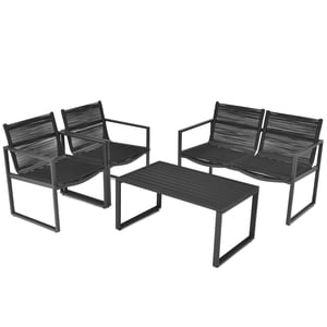 Patiojoy 4 PCS Patio Meubles Canapé Set Loveseat Table de café pour Balcon de jardin & Côté piscine
