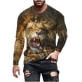 thumbnail image 2 of Meichang T-Shirt à Manches Longues pour Hommes Doux, T-Shirts Graphiques pour Hommes Tendance avec Imprimé 3D de Lions, T-Shirts Amusants à Col Rond pour le Gym à Manches Longues pour Hommes, 2 of 5