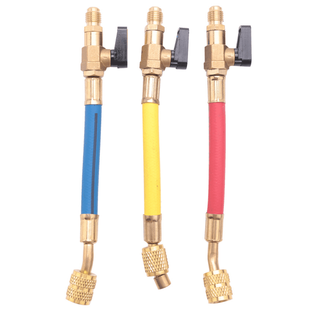 6Pcs R134A R410A R22 R12 800 Psi Manifold Gauge Set A/C Refrigeration Charging Hose with Ball Valve