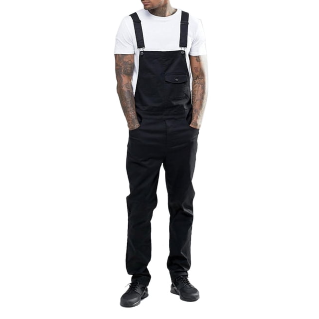 Honganda Men?s Bib Overalls Casual Solid Color Jumpsuit Jeans Suspender Pants