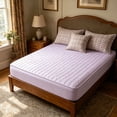 thumbnail image 4 of Todays Clearance Deals Prime! Quilted Waterproof Mattress Protector Complete Set Ice Silk Mat Soft Breathable Bed Topper Purple, 4 of 6