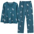 thumbnail image 1 of REDHOTYPE Mode Fantaisie Floral Pyjama Femmes Printemps Automne Maman Manches Longues Coton Col Rond Femmes Automne Grande Taille Homewear Costume, 1 of 2