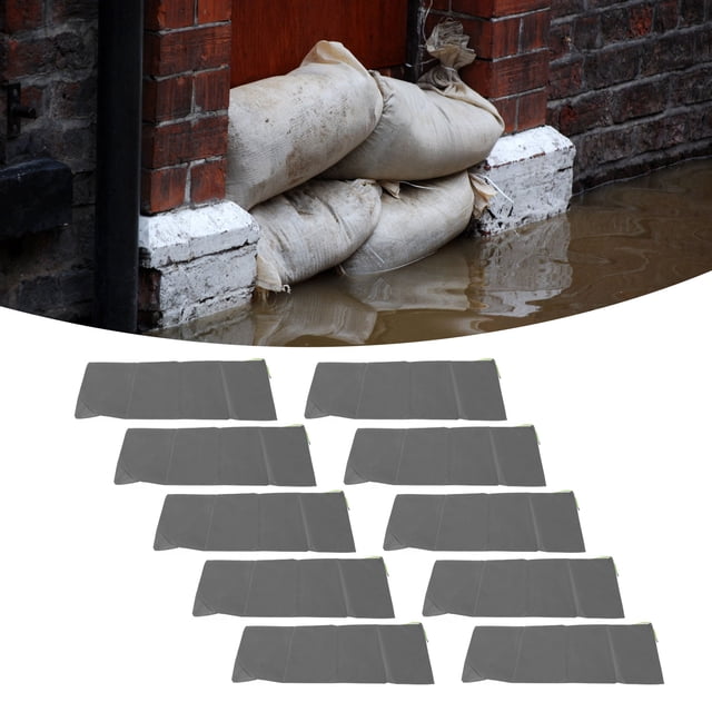 10pcs Sacs de Sable d'Inondation Vide Professionnel, Cordon de Protection contre la Pluie, pour le Sous-Sol de Garage de Porte de Maison, avec la Conception de Cordon de Serrage