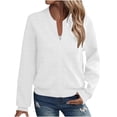 thumbnail image 1 of Spring Savings! BiZtdJrK Womens Full Zipper Sweatshirt Jackets Casual Textured Long Sleeve Bomber Jacket with Pockets Fall Fashion Clothes White XL, 1 of 7