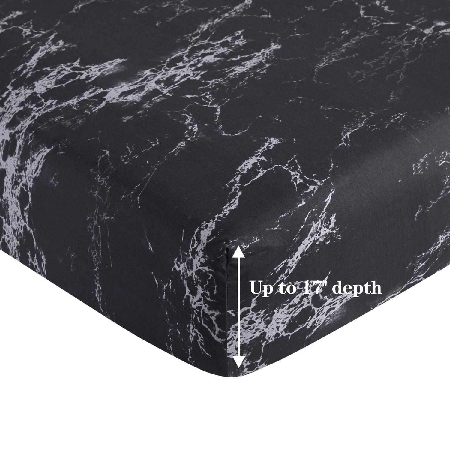 Literie Marina Décoration ultra douce et soyeuse, imprimée, en rayonne de bambou, toutes saisons, avec taies d'oreiller, motif marbre noir moderne