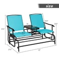 thumbnail image 2 of Gymax Patio 2-Person Glider Rocking Char Loveseat Garden w/ Tempered Glass Table Turquoise, 2 of 10