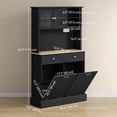 thumbnail image 3 of HOMCOM Kitchen Pantry Cabinet, Storage Cabinet w/ Charging Station, Black, 3 of 10