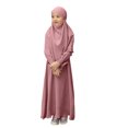 thumbnail image 1 of RXMEKW Muslim Dress Set With Shawl for Girls Long Sleeve Round Neck Ruffle Dress 2-Piece Outfit Pink, 1 of 8
