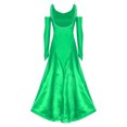 thumbnail image 4 of RUNQHUI Robe de Danse de Salon pour Femmes avec Strass, Professionnelle, Moderne, pour Valse, Tango, Compétition, Verte, Taille g, 4 of 7