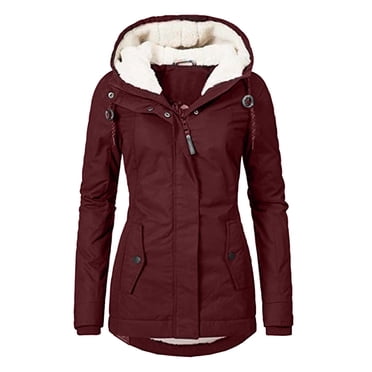 EGNMCR Manteau à Manches Longues pour Femmes, Manteau Décontracté Sans Capuche à Manches Longues & Vestes Manteau Chaud pour Femmes Veste Manteau Doublé de Fourrure Trench d'Hiver à Capuche Épais Pardessus Manteau pour Femmes