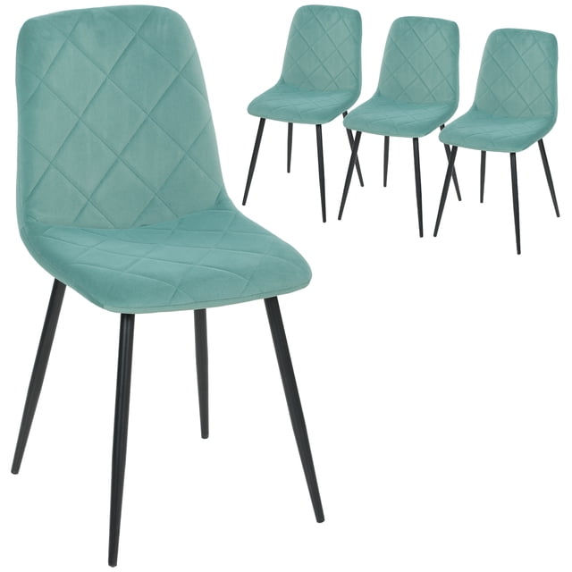 HOMCOM Dining Chairs Set of 4, Kitchen Chair with Metal Legs, Green