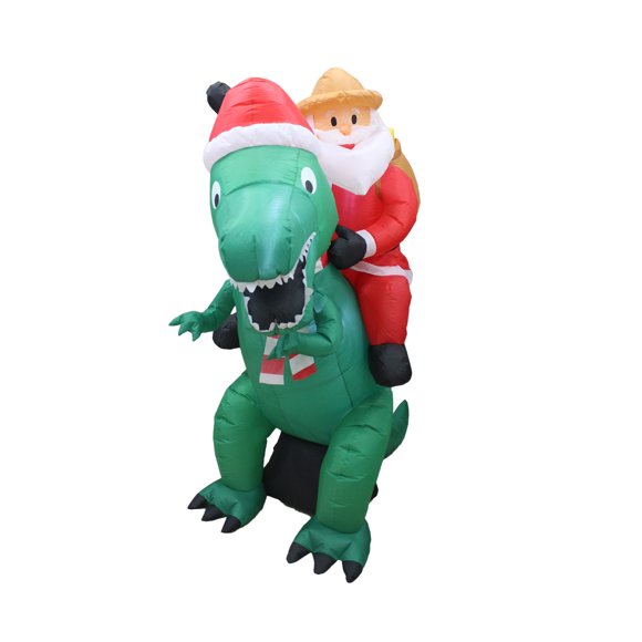 A Holiday Company Père Noël Gonflable de 6 Pieds de Haut sur Décoration de Fête Dinosaure