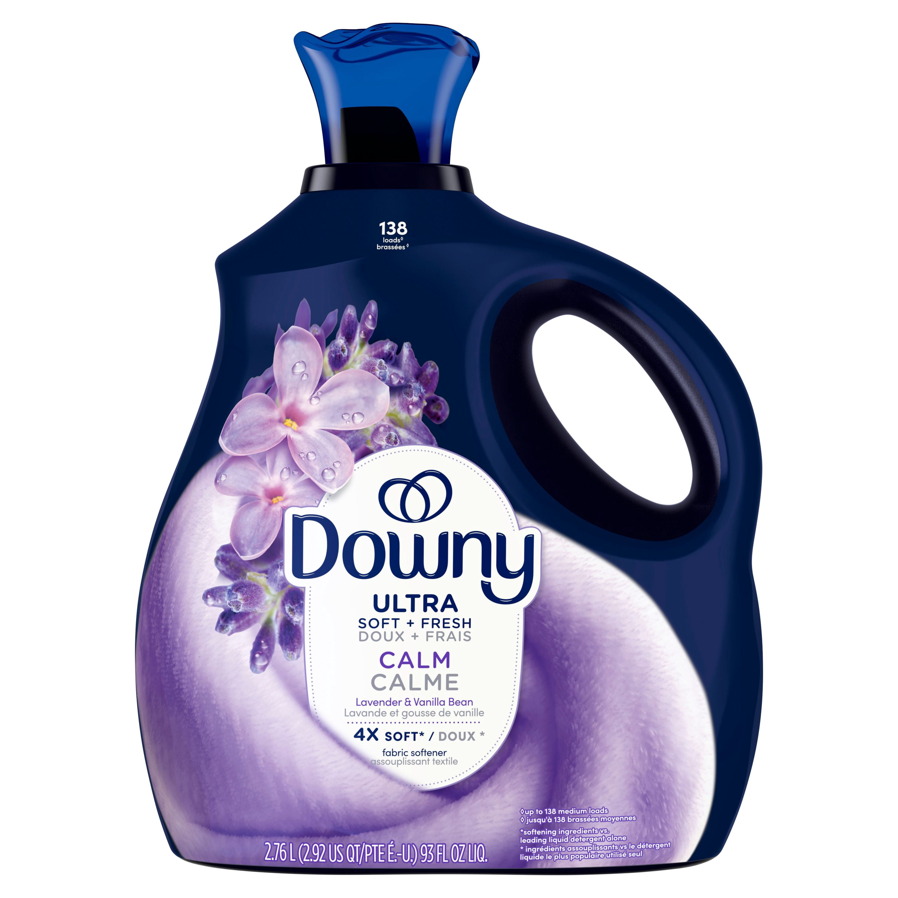 Downy Assouplissant Textile Liquide Ultra Doux Plus Frais, Calme, Lavande et Gousse de Vanille, Downy Assouplissant Textile, Assouplissant à Lessive 138WL