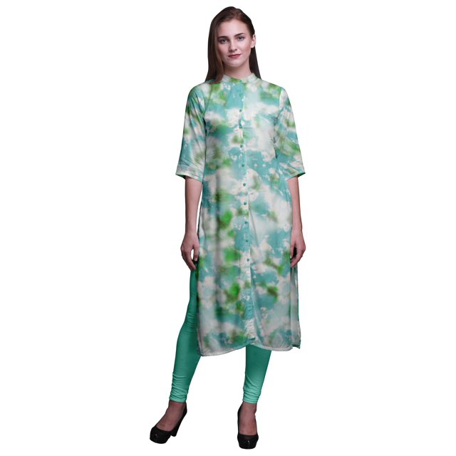 Bimba Kurtis Droits Imprimés pour Femmes, Tunique Indienne Mandarin à Boutons XXX-Large