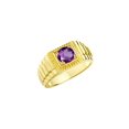 thumbnail image 4 of RYLOS Men's Ring Yellow Gold Plated Silver Ring, 7MM Round Shape Gemstone Designer Style Rings Amethyst February Birthstone Rings Silver Size 9, 4 of 7
