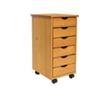 thumbnail image 2 of Pemberly Row Modern Solid Wood 6-Drawers Roll Utility Cart in Med Pine, 2 of 9