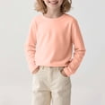 thumbnail image 1 of Kids' Solid Color Long Sleeve Round Neck Top - Comfortable Polyester Spandex Blend for Daily Wear, Travel, and Parties, 1 of 7