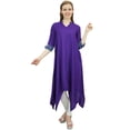 thumbnail image 2 of Bimba Robe Kurta en Rayonne Violette pour Femme avec Foulard, Ourlet Asymétrique, Robe de Designer - 20, 2 of 4