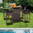 thumbnail image 4 of Costway Patiojoy Ensemble de 5 Pcs en Rotin pour Patio avec Table de Bar et Tabouret, Étagère de Rangement Dissimulée, Coussin, Noir, 4 of 10