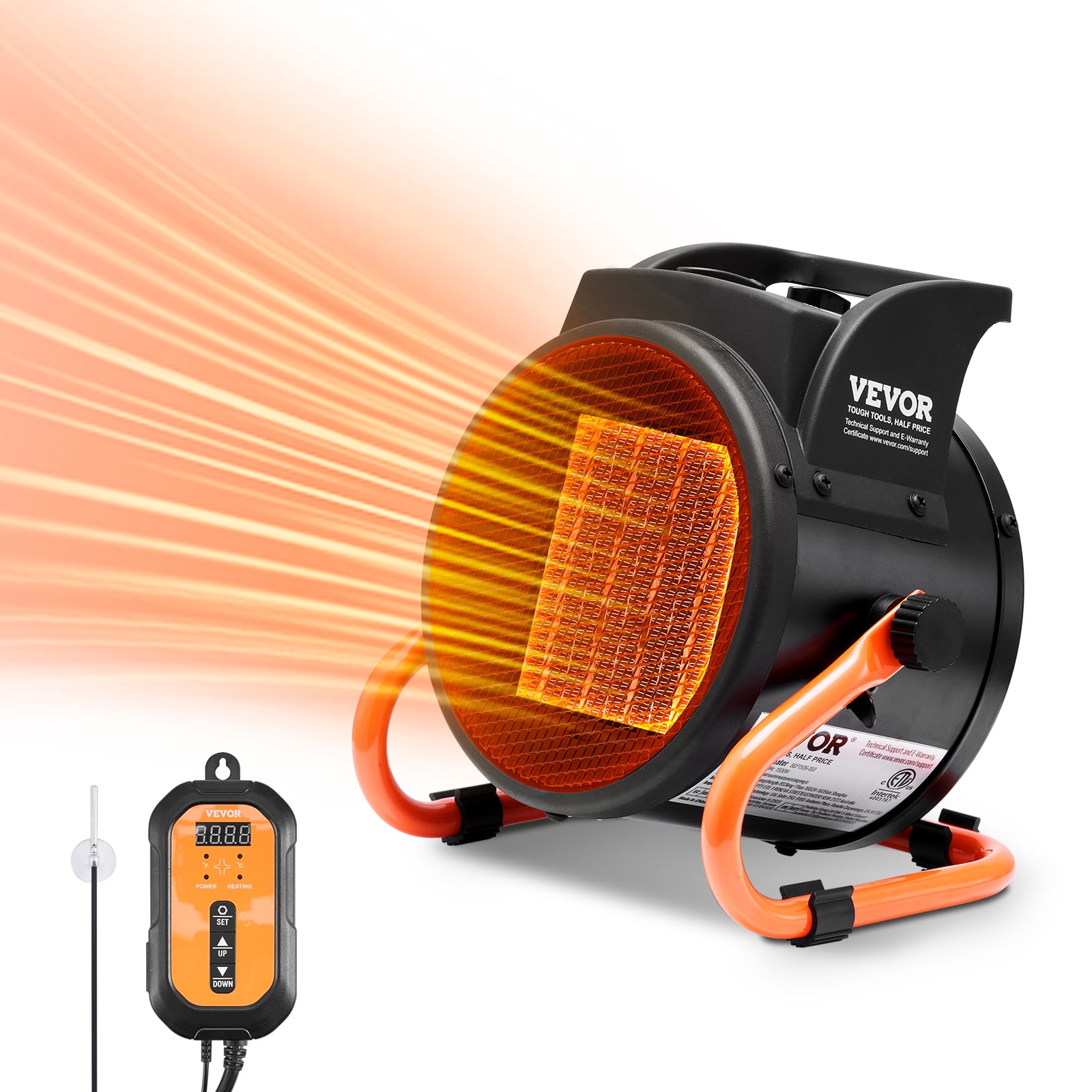 SKYSHALO Greenhouse Heater, 1500W PTC with Thermostat, Quick Heat & Safety Features, 3-Speed Small Heater Fan, Portable for Green House, Flower Room, Office