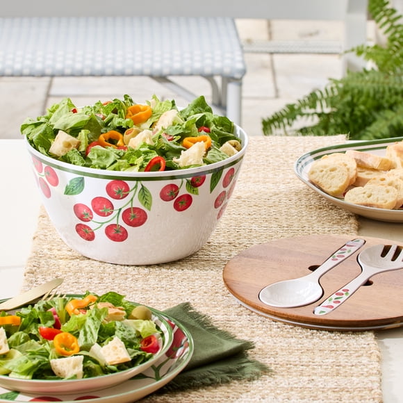 Better Homes & Gardens Bamboo Melamine Salad Serve Set 9.8 Inch 4Pc