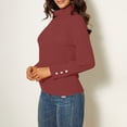 thumbnail image 5 of Lenpel Chandails à Col Roulé pour Femmes Légers à Manches Longues Ajustés en Tricot Côtelé Chandails à Enfiler Hauts Tenues d'Automne (Rouge, Très Grand), 5 of 5